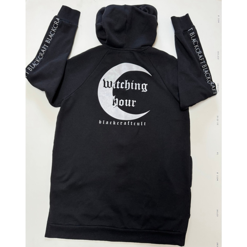 BLACKCRAFT Women’s Black White Witching Hour Long Hoodie Sz M - Picture 9 of 14